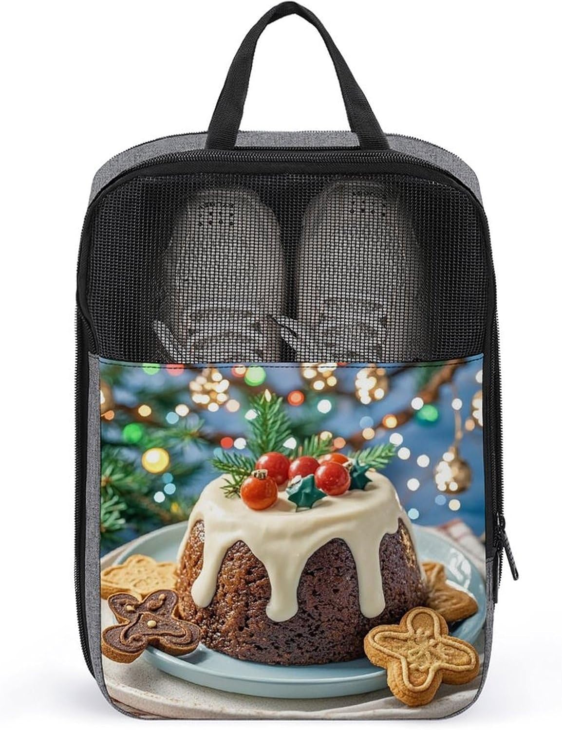 Christmas Pudding Shoe Bag Travel Shoe Organizer with Zipper Golf Shoe Dust Bags for Man And Women Shoes Storage Pouch for Travel Waterproof Shoes Tote Sneaker Bags