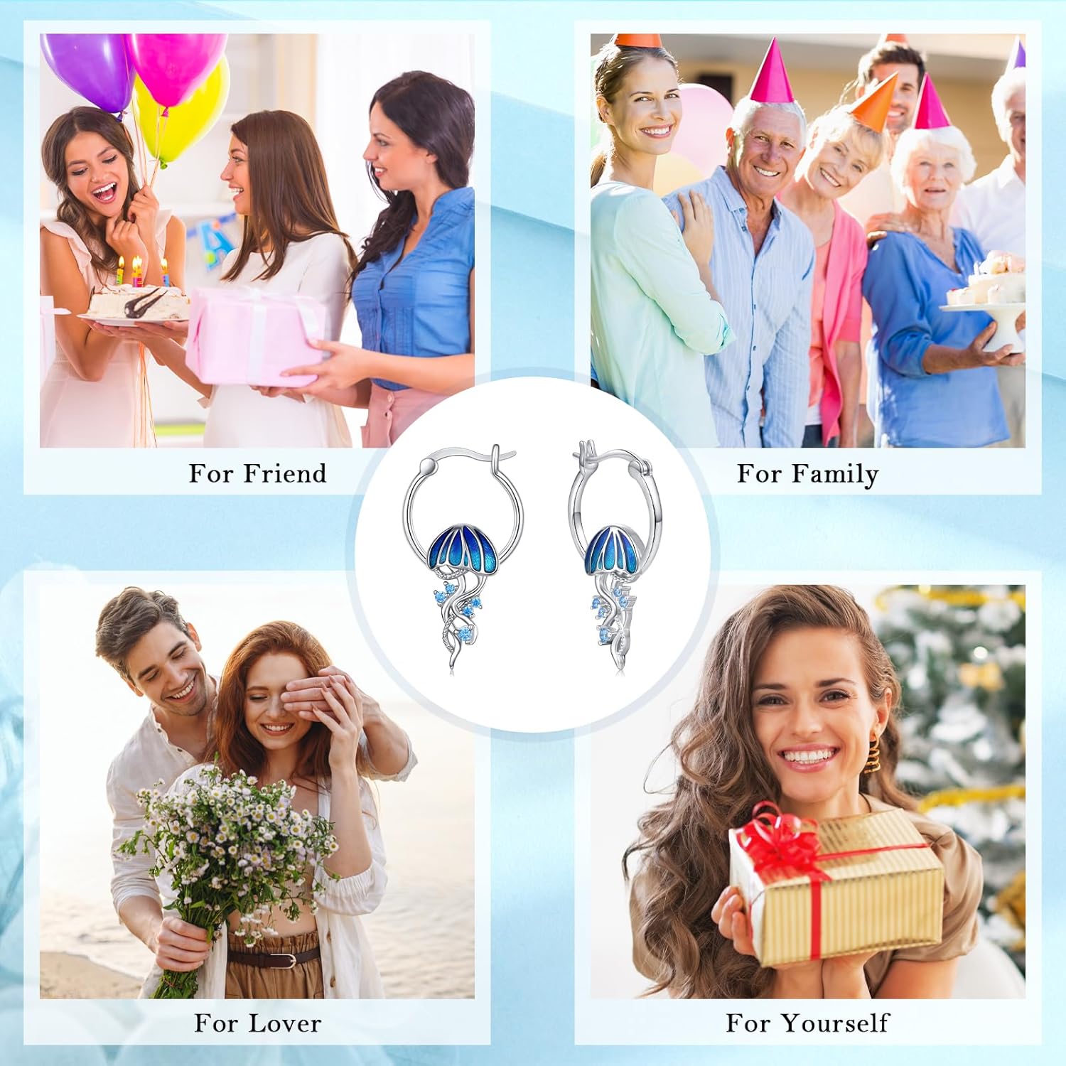 Ocean Wave Huggie Hoop Earrings S925 Sterling Silver Sea Small Cartilage Hoop Earrings Hypoallergenic Beach Opal Jewelry Birthday Gifts for Women - Image 7