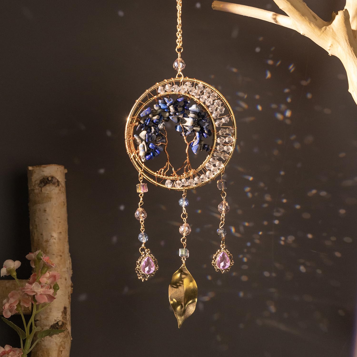 Attrape-soleil en cristal et arbre de vie idée cadeau idéal pour déco maison et terrasse