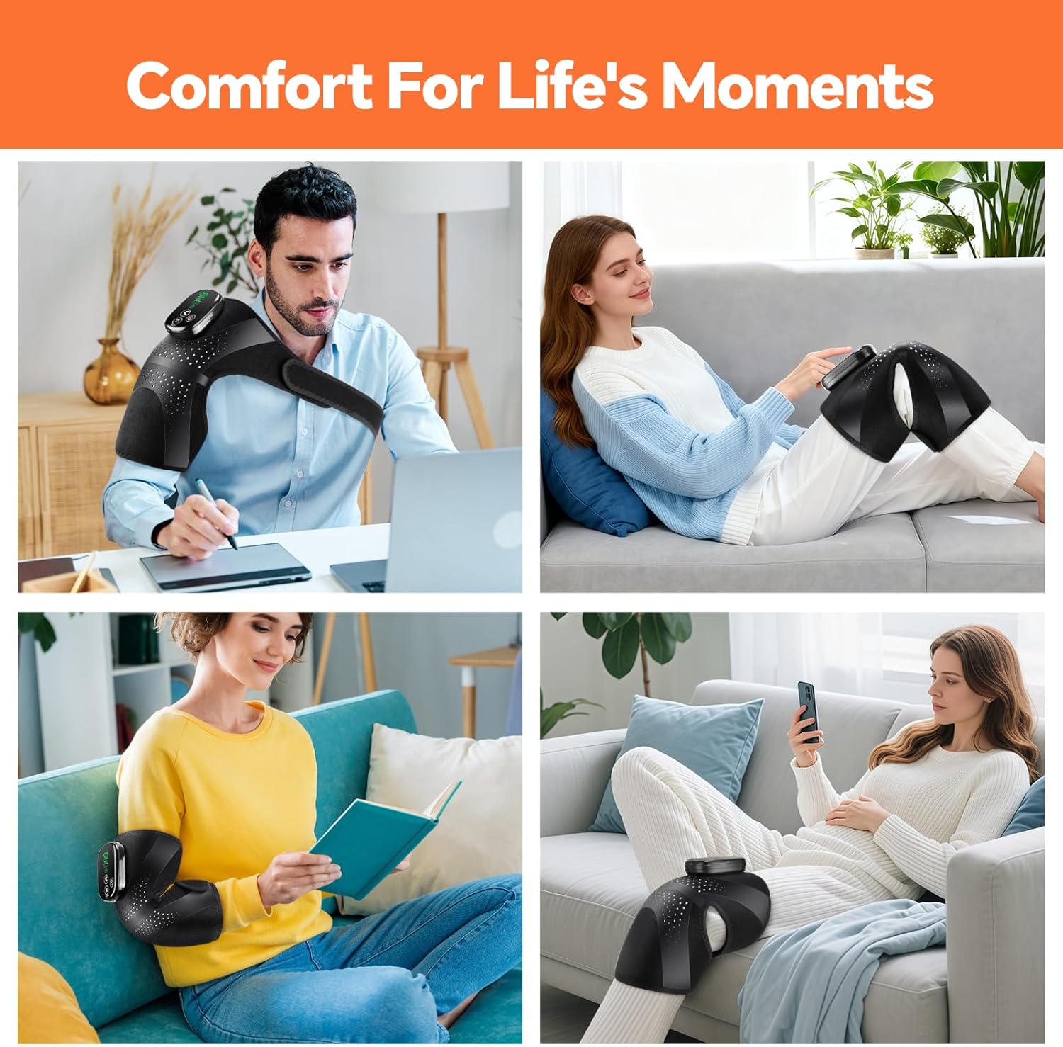 Cordless Knee Massager, 3-in-1 Knee Heating Pad with Massage, Heating Pad for Knee Elbow Shoulder Pain Relief, Rechargeable Heated Knee Brace Wrap for Arthritis/Joint Stiff/Muscle Strain - Image 2