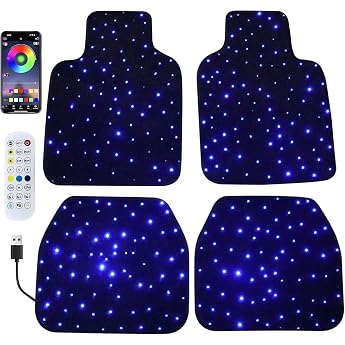 Starlight Car Mats LED Fiber Optic Mats 7 Colors Waterproof Non-Slip Universal Floor Liner Car Accessories for SUV Sedan Van USB
