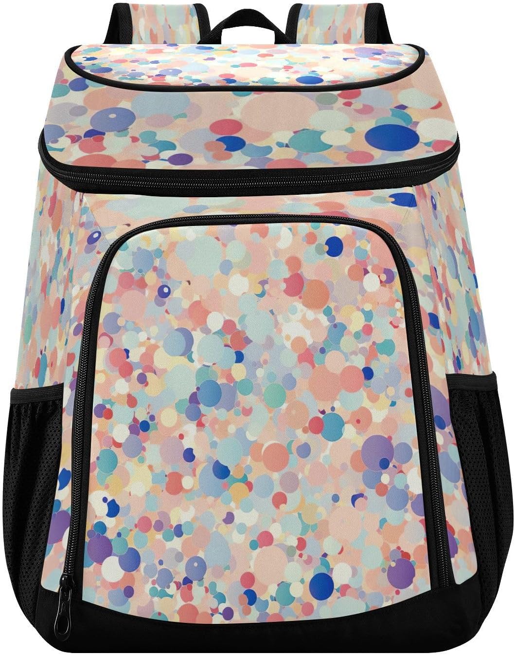 Colorful Dots Cooler Backpack 36 Cans Leakproof Waterproof Backpack Cooler Bag Beach Accessories Travel Camping Fishing Backpack for Women Men