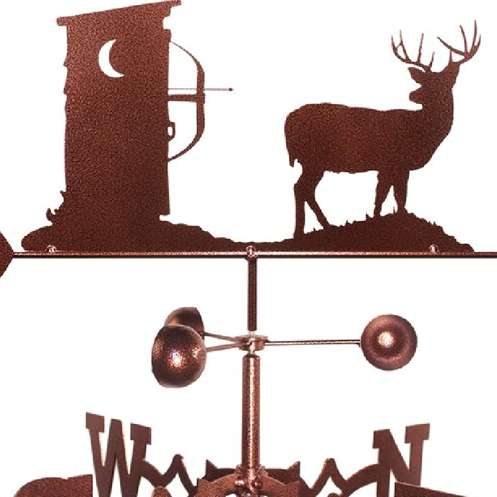 Girouette décorative en métal rétro représentant Un cerf, avec indicateur de Direction du Vent et Support métallique pour l'extérieur.