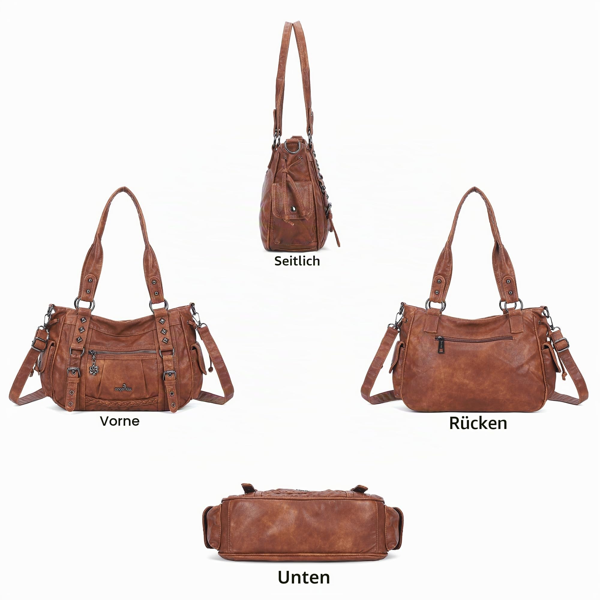 Angel Kiss Schultertasche für Damen, mehrere Taschen, Retro, Hobo-Handtaschen, Umhängetasche