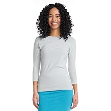 ESTEEZ 3/4 Sleeve High Neck Top, Fitted Stretch Layering Shirt, Soft Lightweight Underscrub Shirt for Women