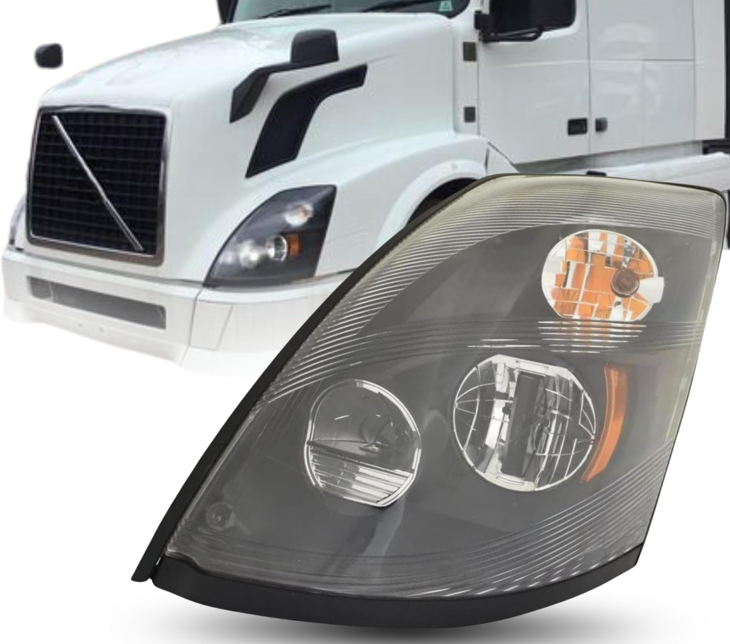 ALLIGATOR AUTO LIGHTS Headlamp Replacement For Volvo 2015 2016 2017 V/N Series Headlight Assembly | W/Bulbs | LED | Left Side/Driver, TL-27621CB / TL-27621CA4 DOT/SAE Compliant