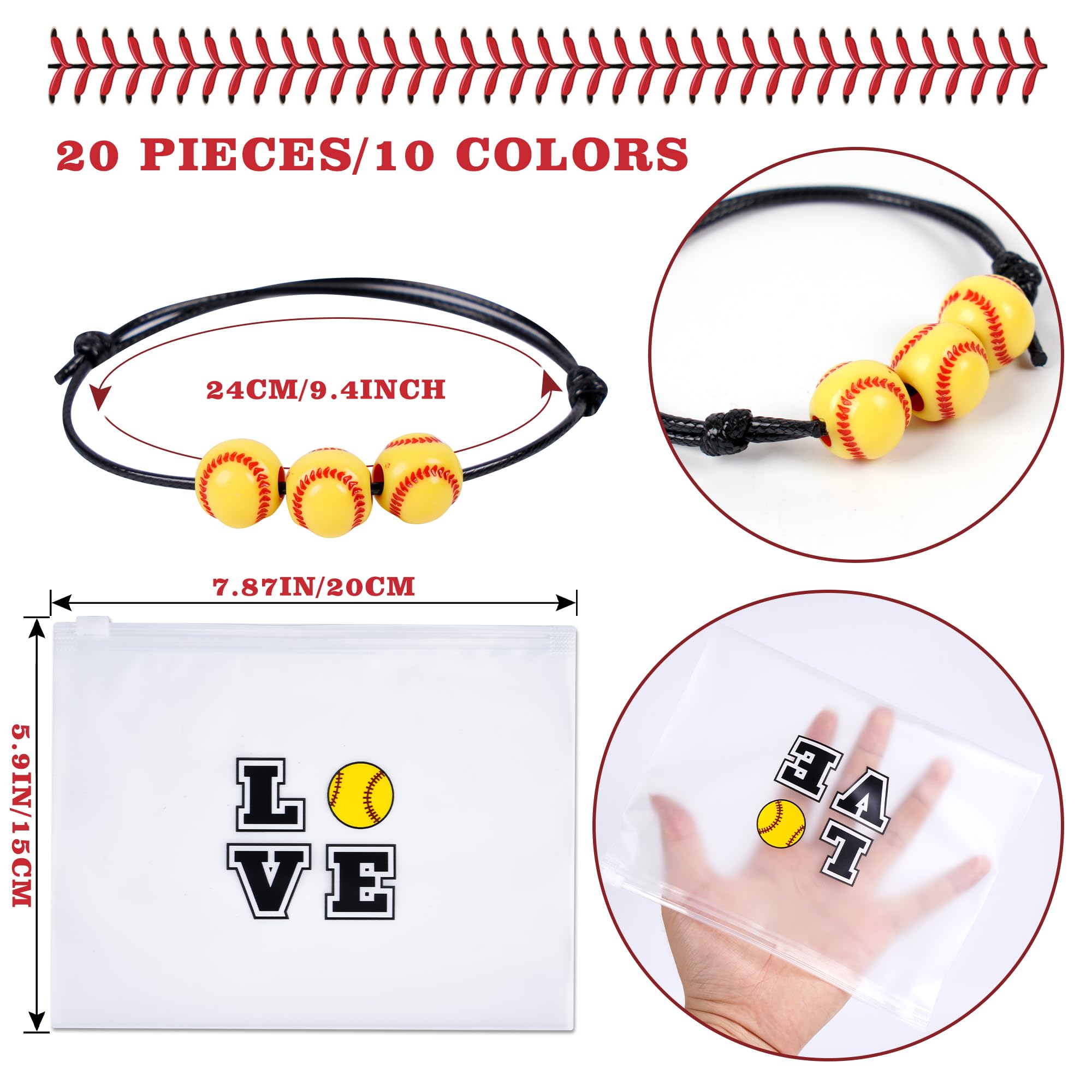 Kolewo4ever Softball Party Favors Set with Scrunchies, Bracelets, Cosmetic Bags and Stickers