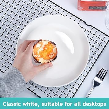 6 Pcs Ceramic Appetizer Plates, 8 Inch, White, Round