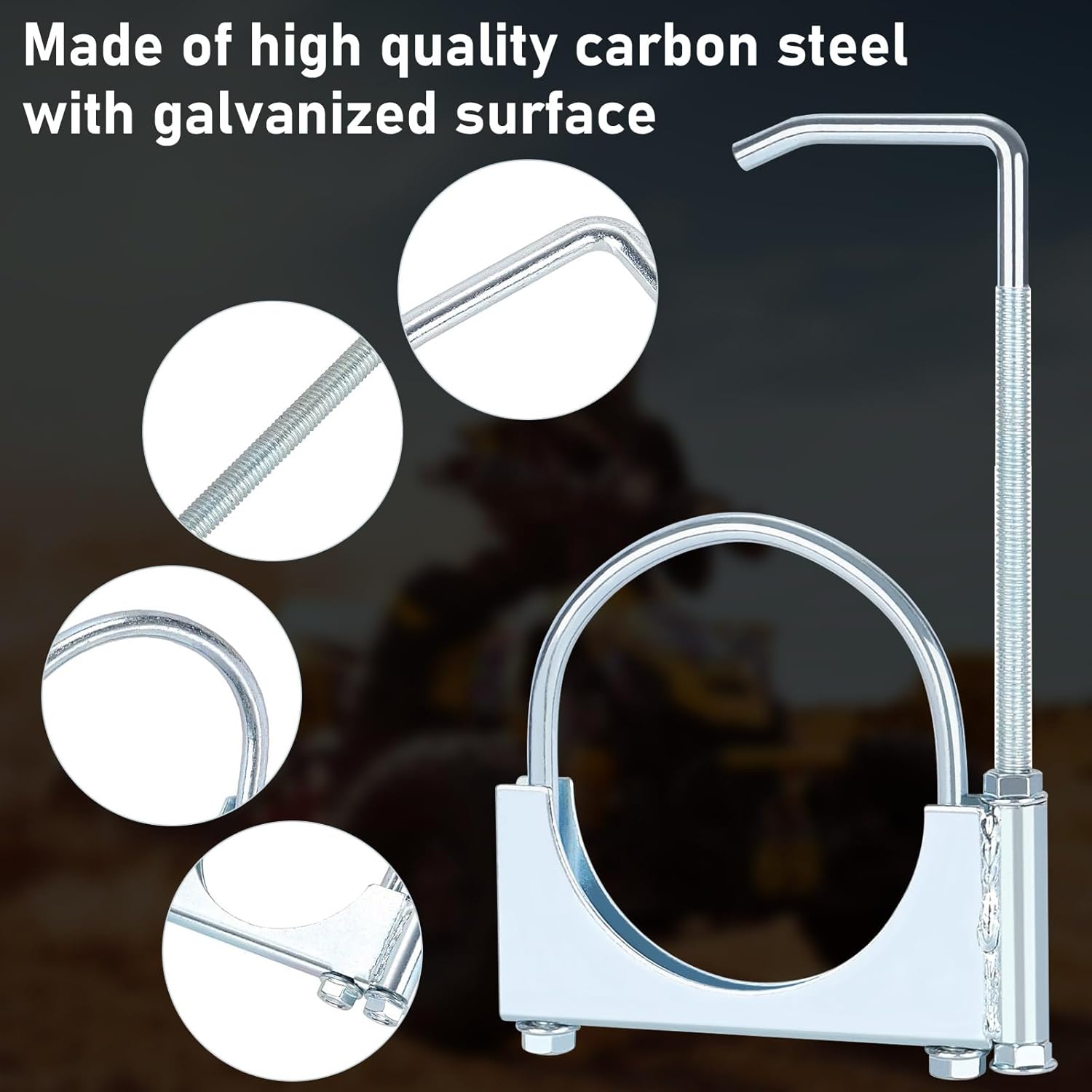 2PCS Exhaust Clamp with Hanger, Heavy Duty Zinc Alloy Universal Muffler Pipe Clamp, Corrosion Resistant and Adjustable (4 inches)