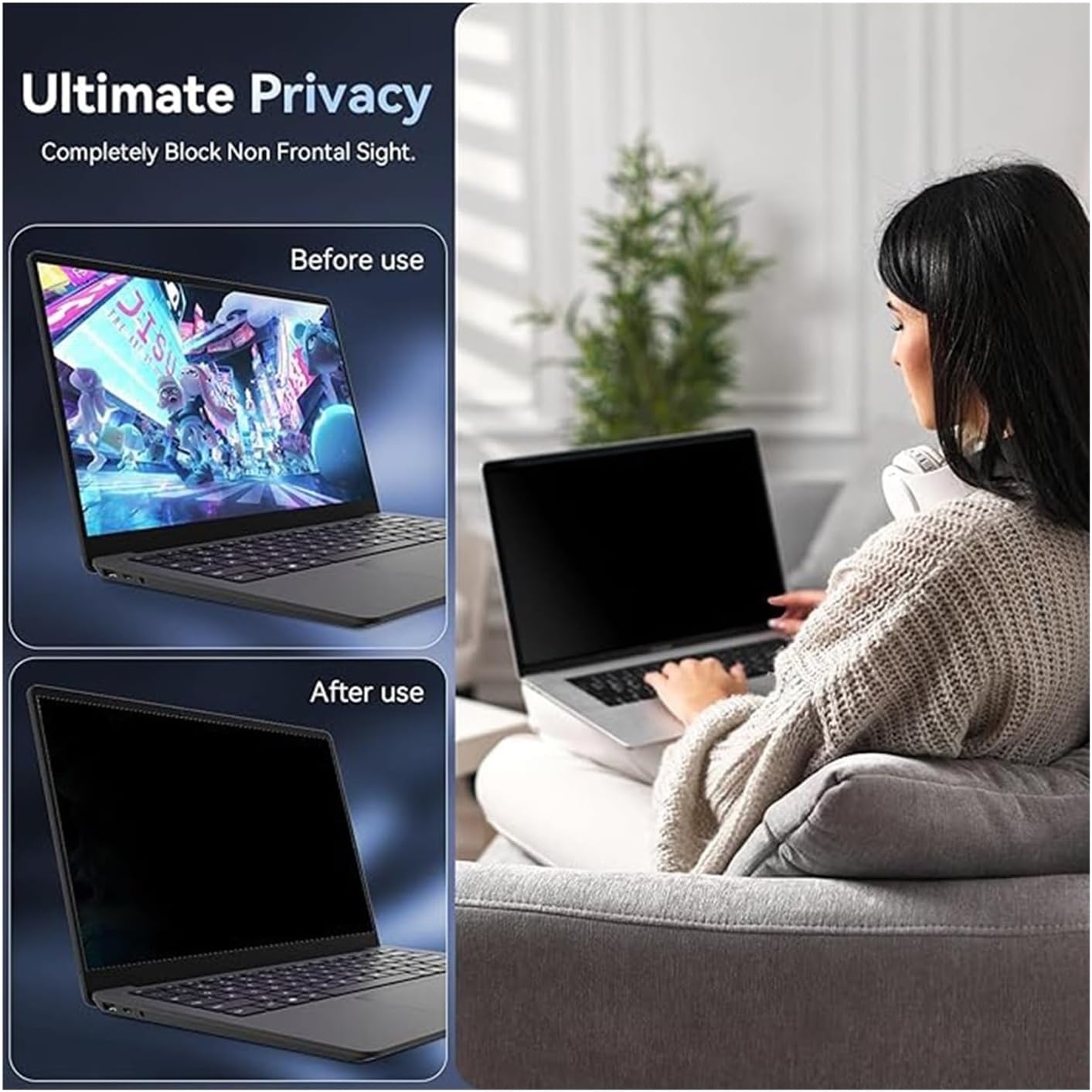 24 Inch Privacy Screen For Computer Monitor 16:9 Aspect Ratio Eye Protection Anti Blue Light Glare Shield For 16:9 Aspect Ratio Widescreen Monitor(24inch/53.1x29.8cm)