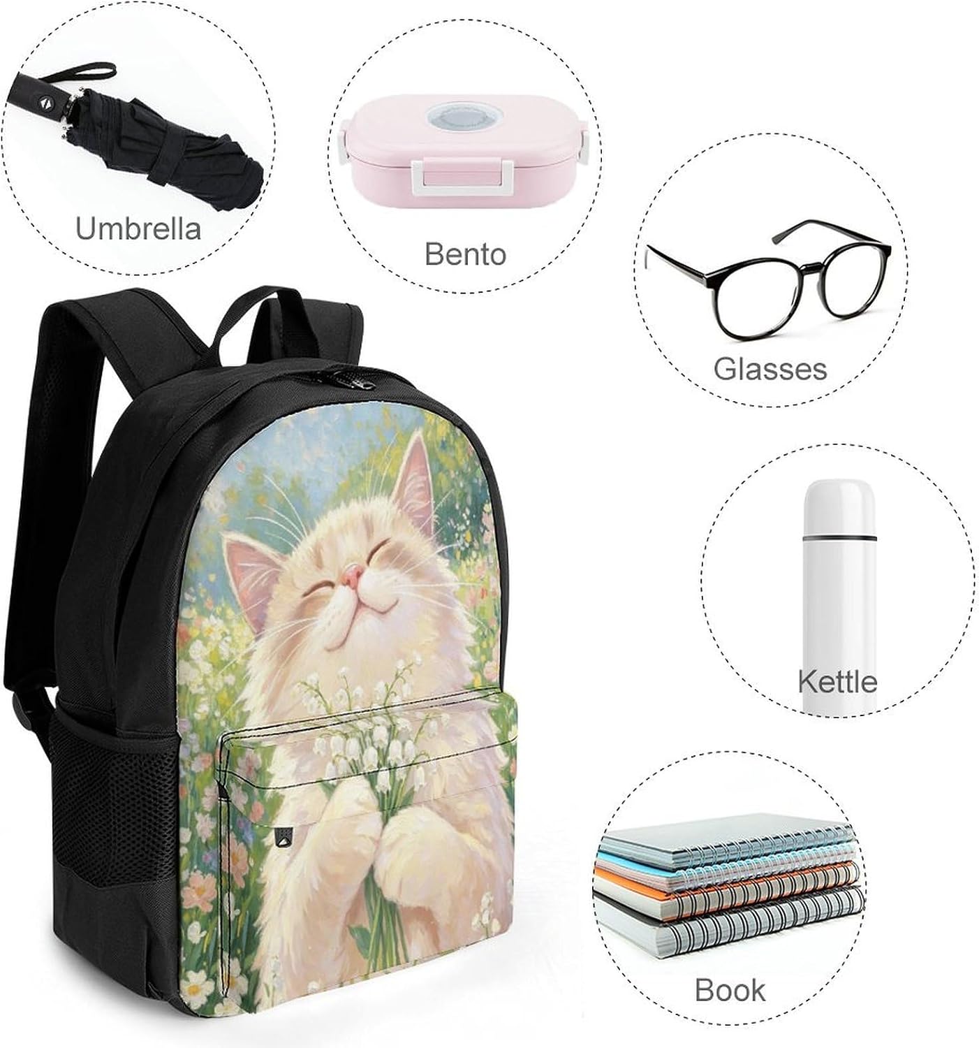 Cat Backpack Daypack Travel Backpack | Lightweight Casual Laptop Backpack for Women Men Aesthetic Travel Bag for Weekender Business Hiking Outdoor