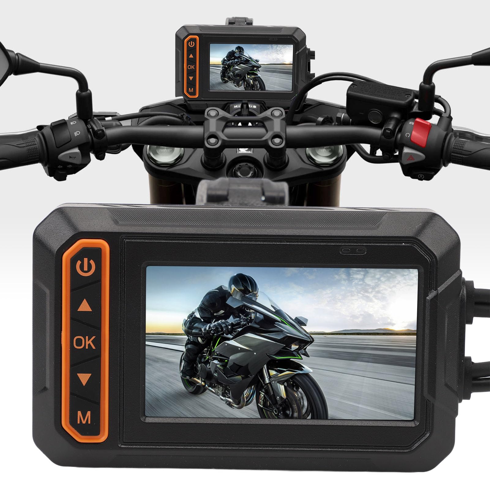 Cámara de Salpicadero de Doble Lente para Motocicleta, Grabadora Resistente Al Agua con Pantalla IPS de 1080P para Deportes de Motor y Ciclismo