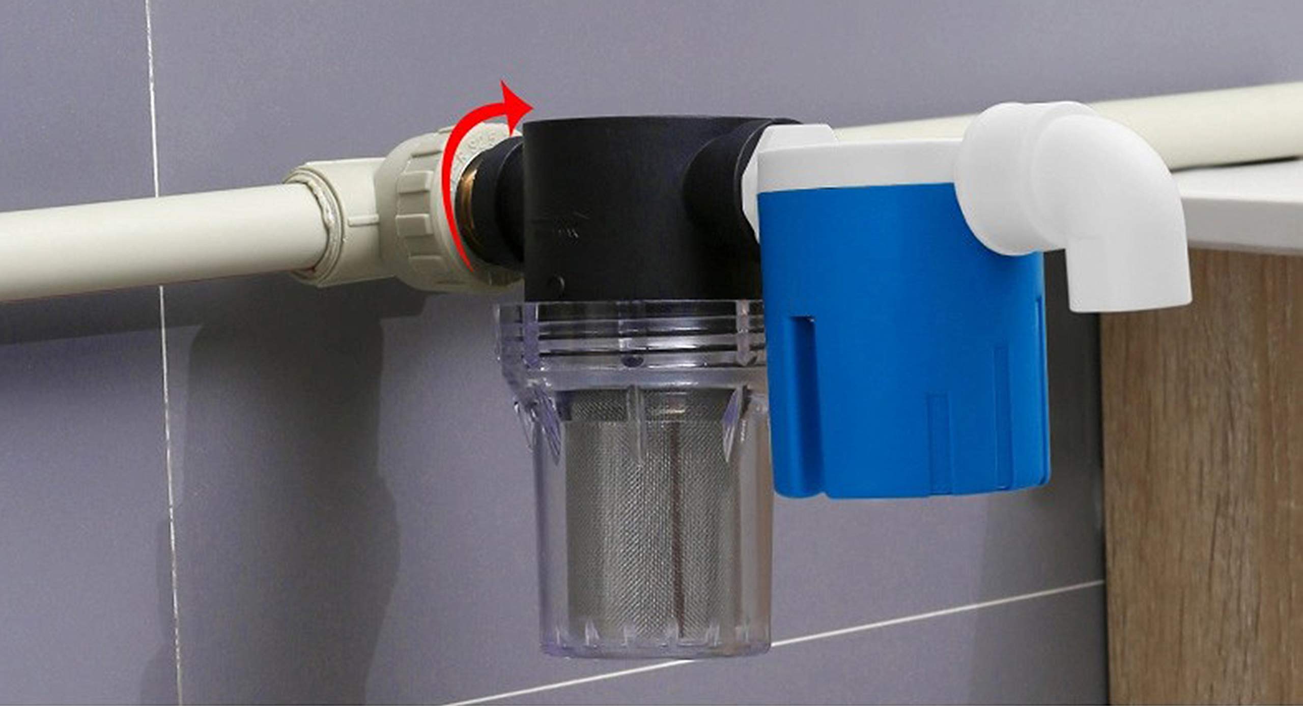 Filtro de agua, colador de tubo giratorio de 1/2 pulgada, cubierta de nailon PA66, cuenco de PC, pantalla inoxidable 304, malla 80 (filtro de agua hembra de malla de 1/2 pulgada 80)