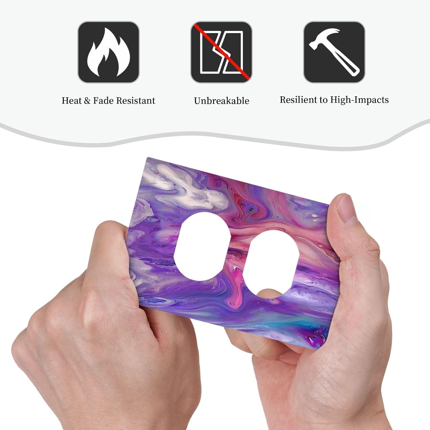Liquid Marble Modern Abstract Texture Abstract Purple Paint Wall Art Outlet Covers 1 Gang Duplex Electrical Receptacle Faceplate Light Switch Cover Wall Plate Decorative Switch Plates for Living Room