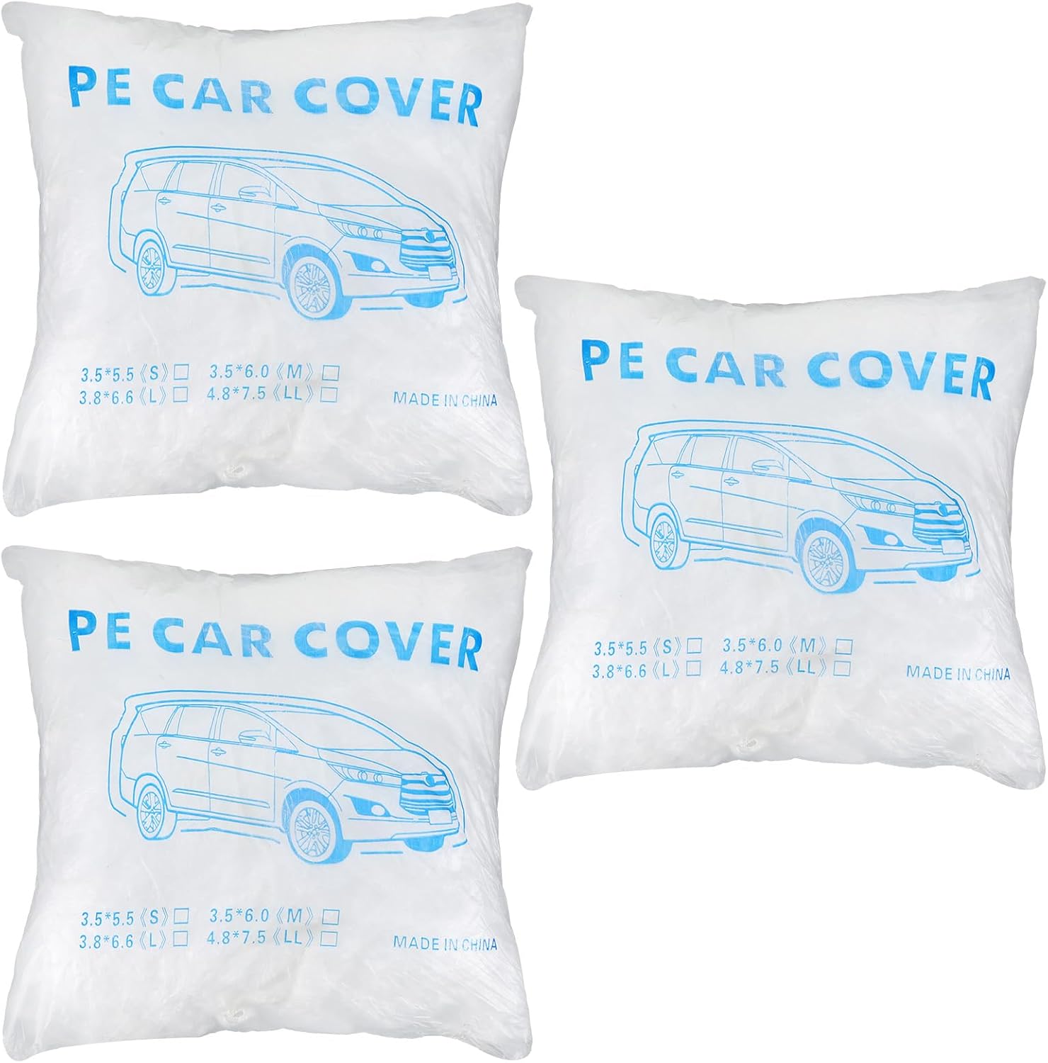 3 Packs Disposable Car Cover Clear Plastic Car Cover Universal Rain Dust Garage Cover with Elastic Band Medium (12.4 FT x 21.6 FT