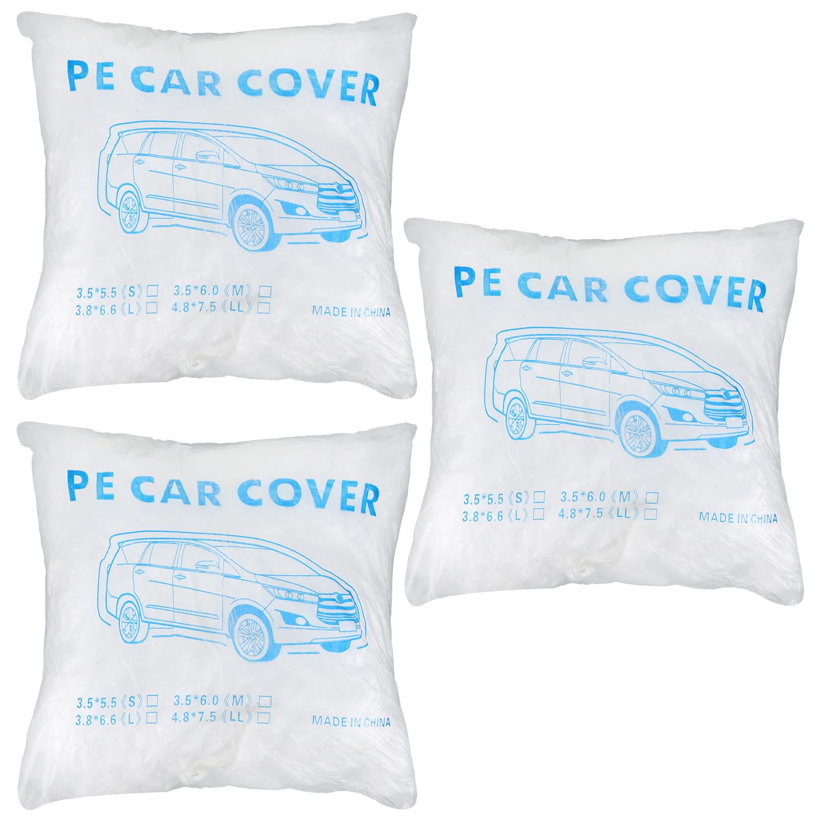 3 Packs Disposable Car Cover Clear Plastic Car Cover Universal Rain Dust Garage Cover with Elastic Band Medium — view 7