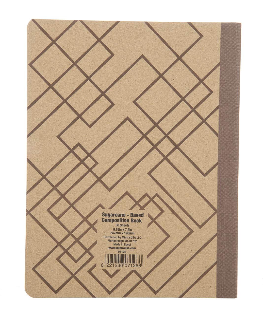Mintra Office Kompozycja zrównoważone ekologiczne notatniki -100% zeszyty z recyklingu, 80 arkuszy, papier w linie Bagasse College, (wzór brązowej okładki, 19 cm x 24 cm) 3-pak