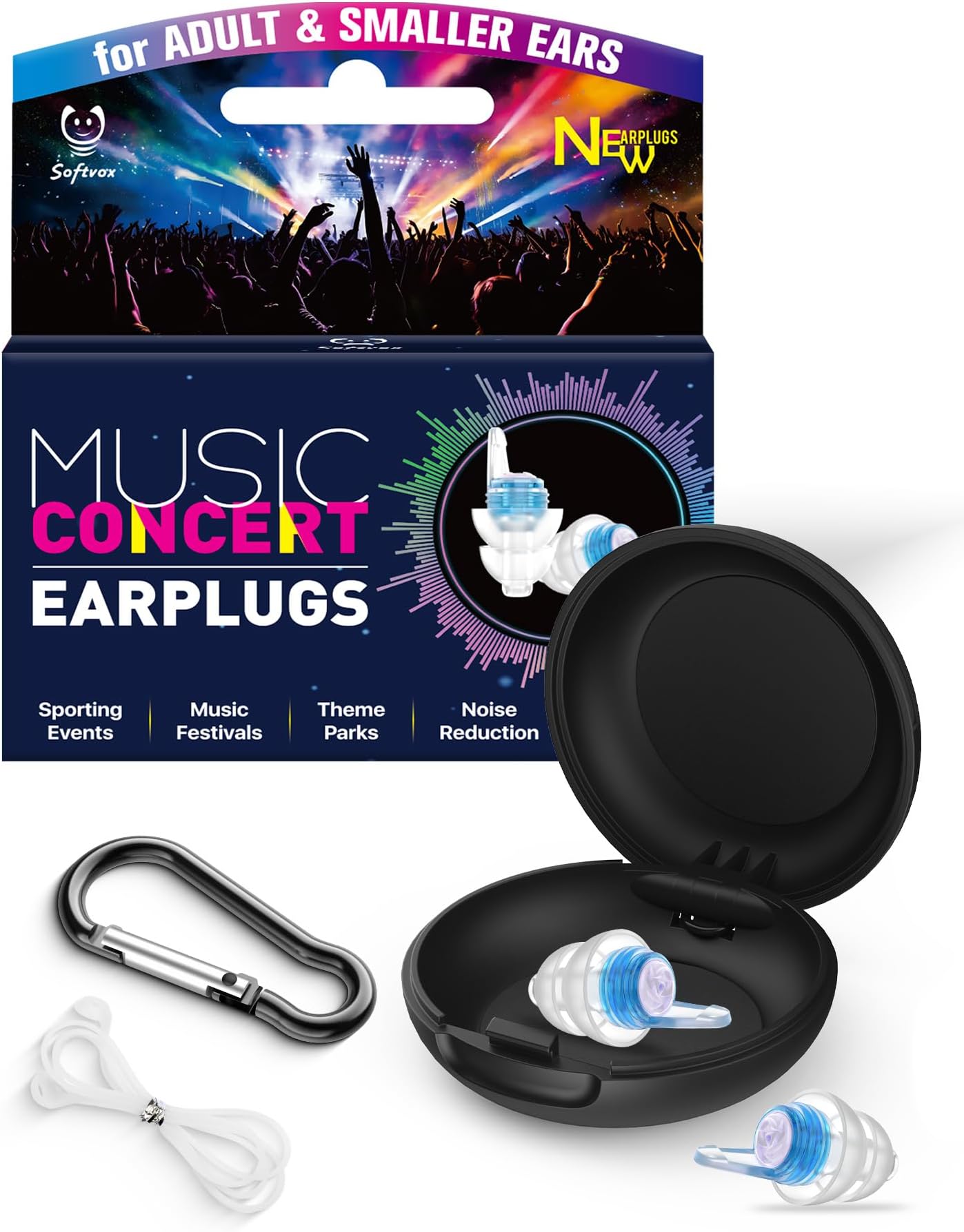 Concert Ear Plugs, Acoustic Filter for Noise Reduction & Maintaining Sound Clarity, High Fidelity Earplugs for Concerts, Rave, Festival, Music, Tinnitus Relief, Hearing Protection for Adult/Kid 12+