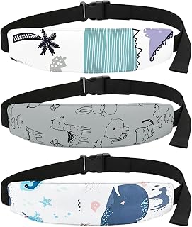 3 Pcs Baby Carseat Head Support,Car Seat Straps Pillow Support Ban,Stroller Neck Relief Strap Headrest,Slumber Sling Sleep Positioner for Toddler Infants Child Children Kids(Animals,Tropical,Ocean)