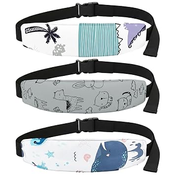 3 Pcs Baby Carseat Head Support,Car Seat Straps Pillow Support Ban,Stroller Neck Relief Strap Headrest,Slumber Sling Sleep Positioner for Toddler Infants Child Children KidsAnimals,Tropical,Ocean