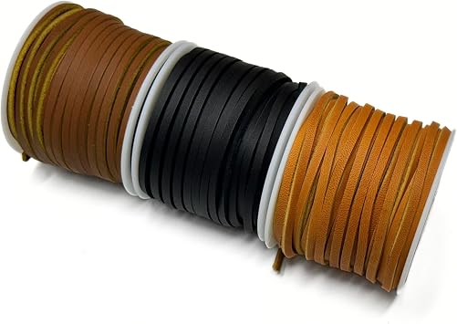 Latigo Leather Cord Shoe Laces 50 ft Spool | Leather String Boot Strip Cording for Jewelry Making Necklaces Pendants Bracelets DIY Crafts Black