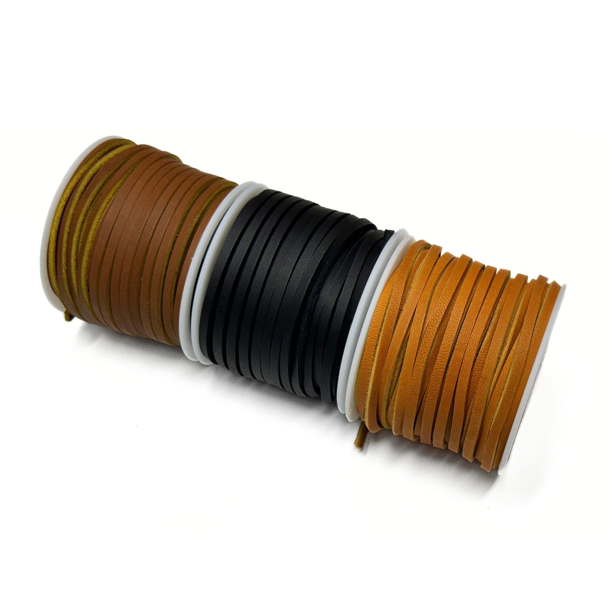 Latigo Leather Cord Shoe Laces 50 ft Spool | Leather String Boot Strip Cording for Jewelry Making Necklaces Pendants Bracelets DIY Crafts (Chieftan)