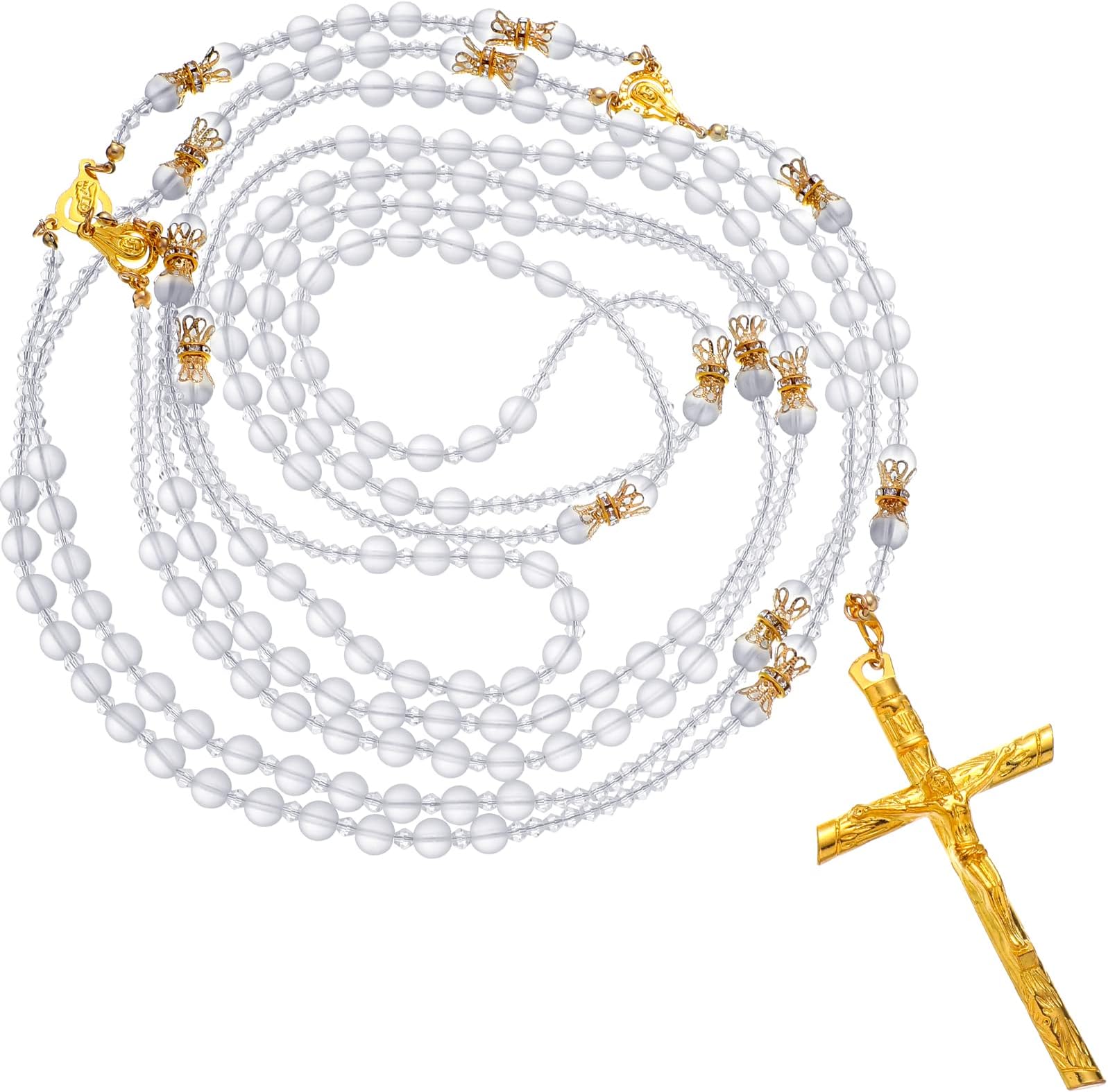 Nosiny Lazo De Boda Catolica Wedding Lasso Handcrafted Recuerdos De Boda Crystal Wedding Rosary Lasso for Ceremony(Gold)