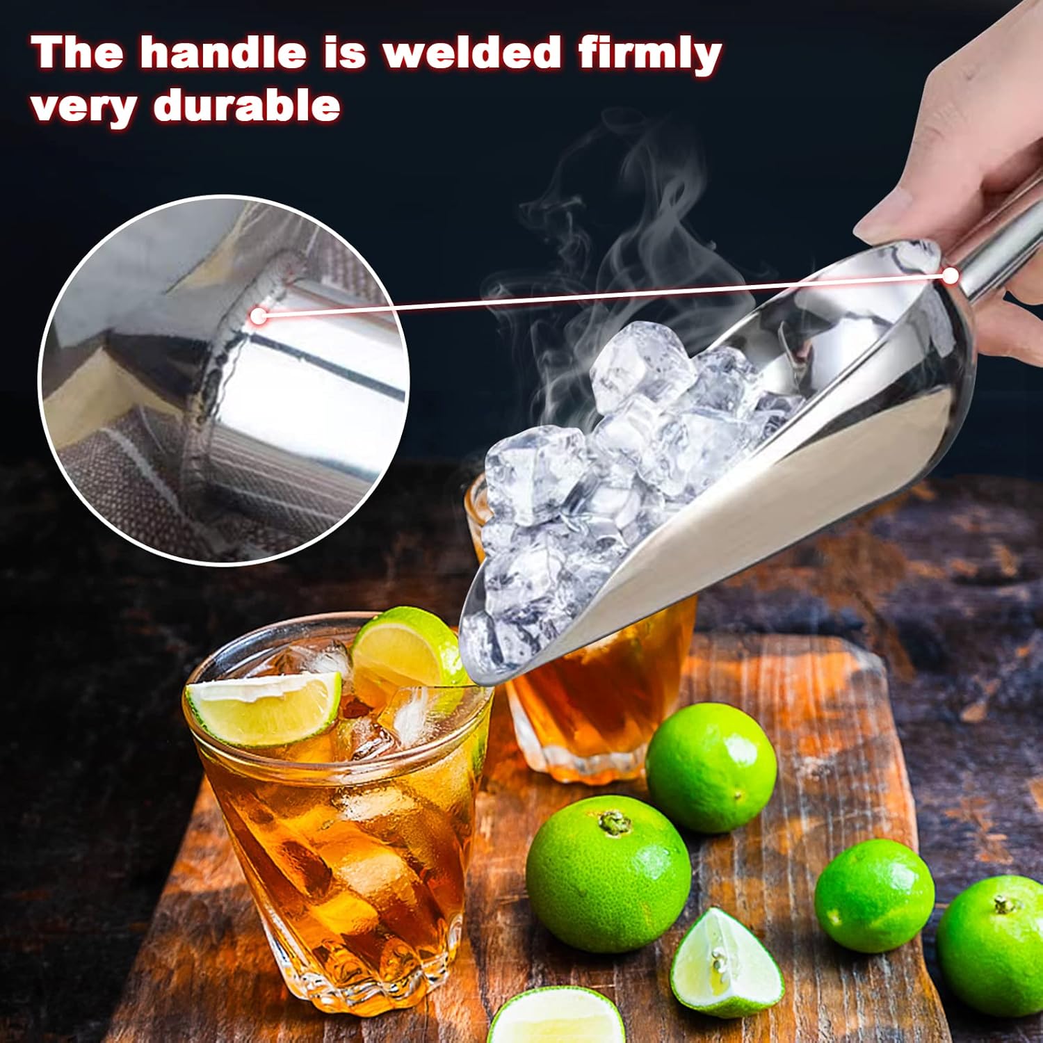 Metal Ice Scoop 2.4 Ounces, Popcorn Scoop, Dog Food Scoop, Small Stainless Steel Ice scooper for Ice Maker Ice Bucket Kitchen Freezer Bar Party Wedding, Heavy Duty Ice Cube Scooper, Dishwasher Safe: Industrial & Scientific
