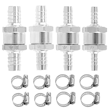 Swpeet 10Pcs 4 Sizes Fuel Non Return One Way Check Valve, 6mm 8mm
