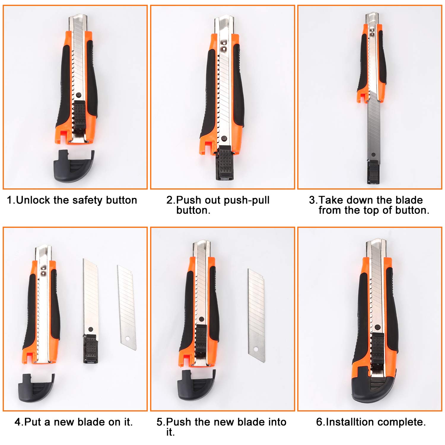Scatola Cutter, AGPtEK Confezione Convenienza da 12 Taglierini con Lama Retrattili di Sicurezza da 18mm con 12 Lame di Ricambio Extra, Perfetti per Carta, Cartone, Coupon e Tessuti