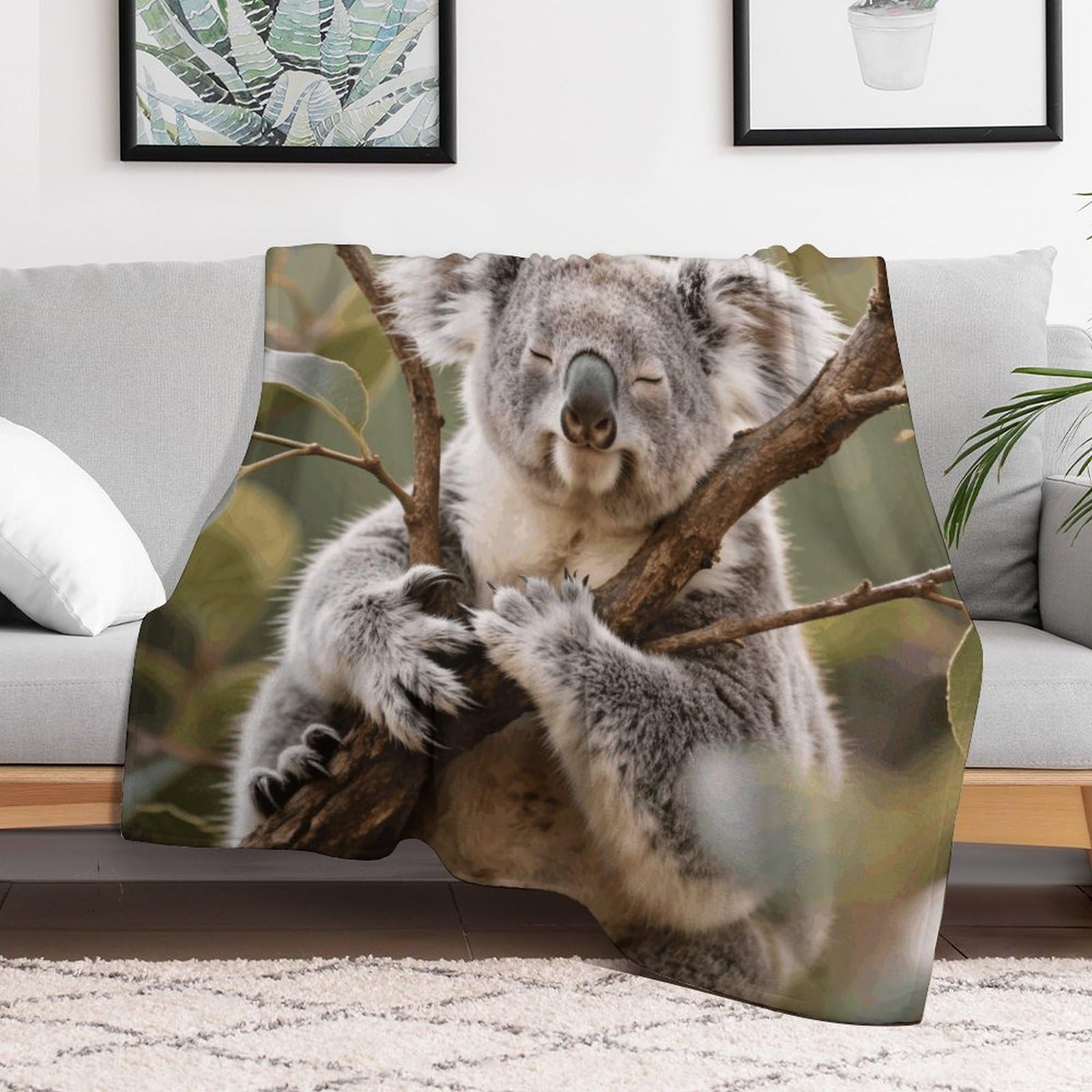 Custom Koala Blanket Lightweight Flannel Fleece Throw for Couch Sofa Bed Luxury Soft Cozy Plush Lap Bedtime Blanket for All Seasons Bedroom Home Decor Gifts 40x50