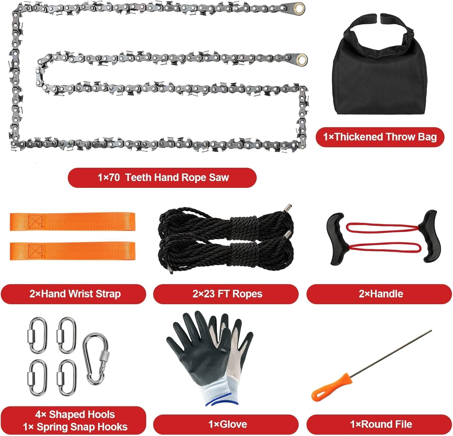 High Limb Rope Saw 55 Inch Rope Saw for Tree Limbs, Rope Saw Tree Saw High Limb Rope Chainsaw, Pocket Chainsaw, Limb Saw, Cable Saw,Hand Chain Saw