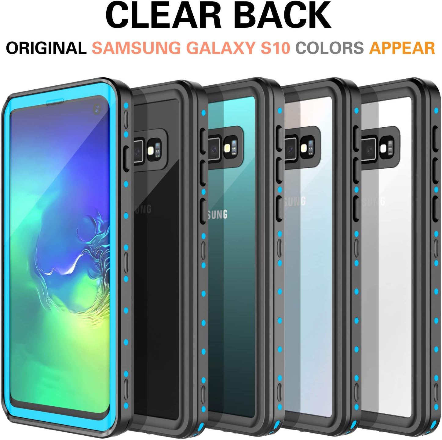 Black Friday - 40% OFF Samsung Galaxy S10 Waterproof Case, POTALUX S10 Case Built in Screen Protector 360° Full Body Protective Shockproof Dirtproof IP68 Underwater Waterproof Case for Samsung S10 6.1inch (Blue/Clear Back)