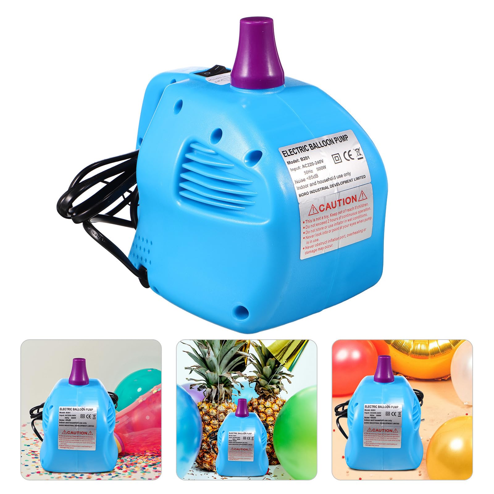 Gonfiatore Elettrico per Palloncini a Foro Singolo 13000pa Blu