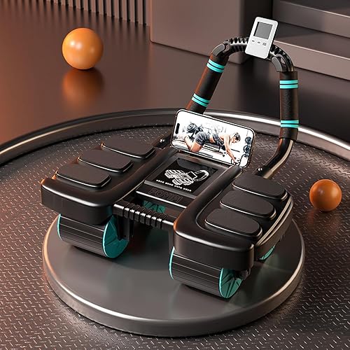 2025 New Ab Wheel Roller with Elbow Support - Automatic Rebound Abdominal Wheel Roller, The Upgraded Four-wheel Abdominal Wheel Core Workout
