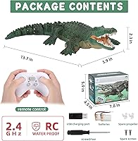Vista 22 de Juguete de barco de cocodrilo a control remoto, escala 1:18, cocodrilo RC de alta simulación para piscina, baño, gran regalo, barco a control