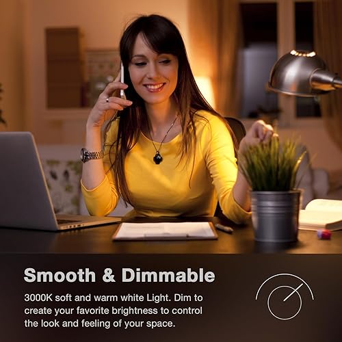 Miniatura 6 de aooshine Q50 Bombilla LED regulable  Bombilla LED blanca cálida de 3000 K, base E26 estándar, 1 paquete, 650 lúmenes, 120 voltios y 6 vatios