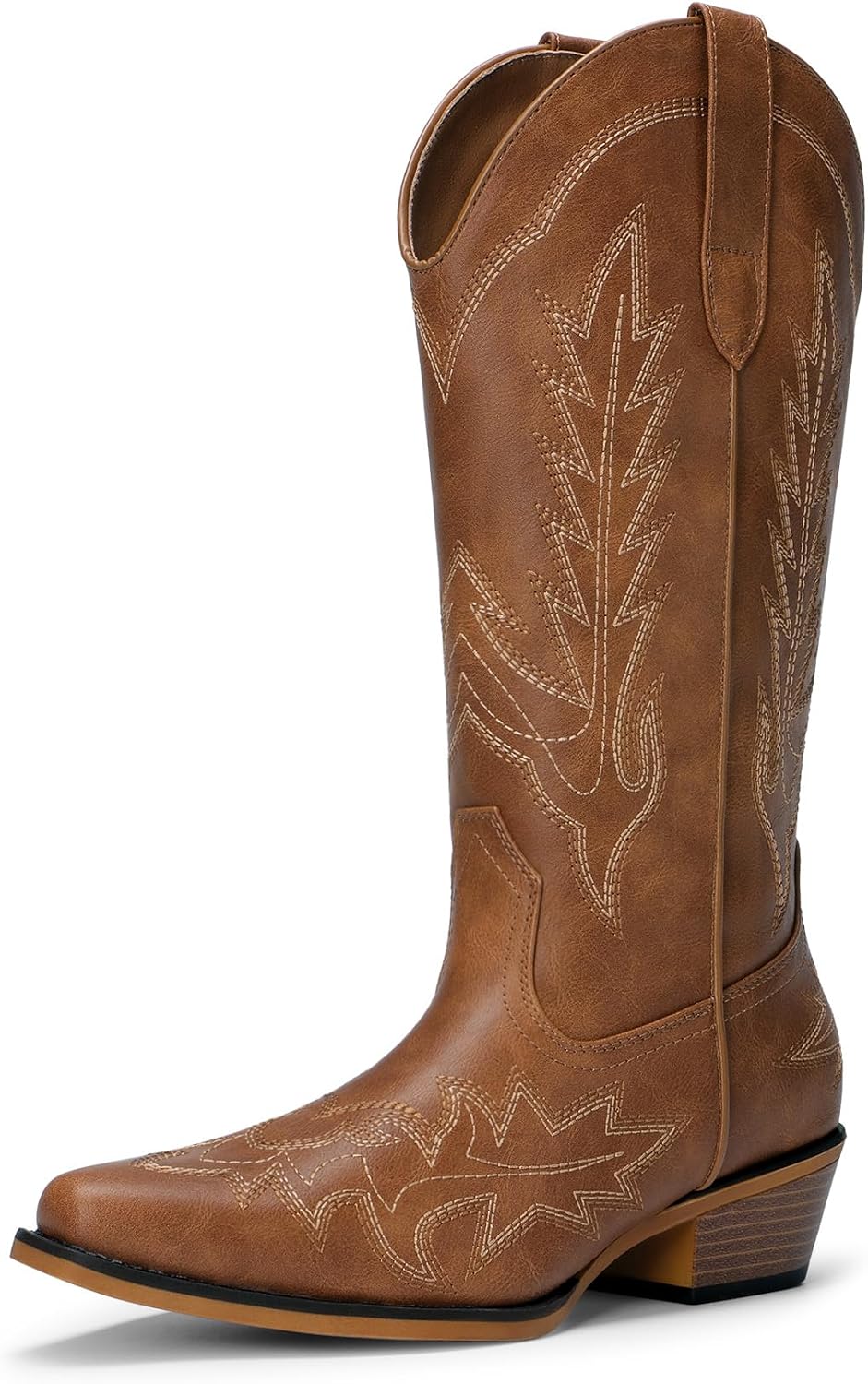DREAM PAIRS Cowboy Boots for Women Cowgirl Mid Calf Boots Pointed Toe Embroidered Western Boots Chunky Low Heel for Country Music Festivals Theme Party and Concert