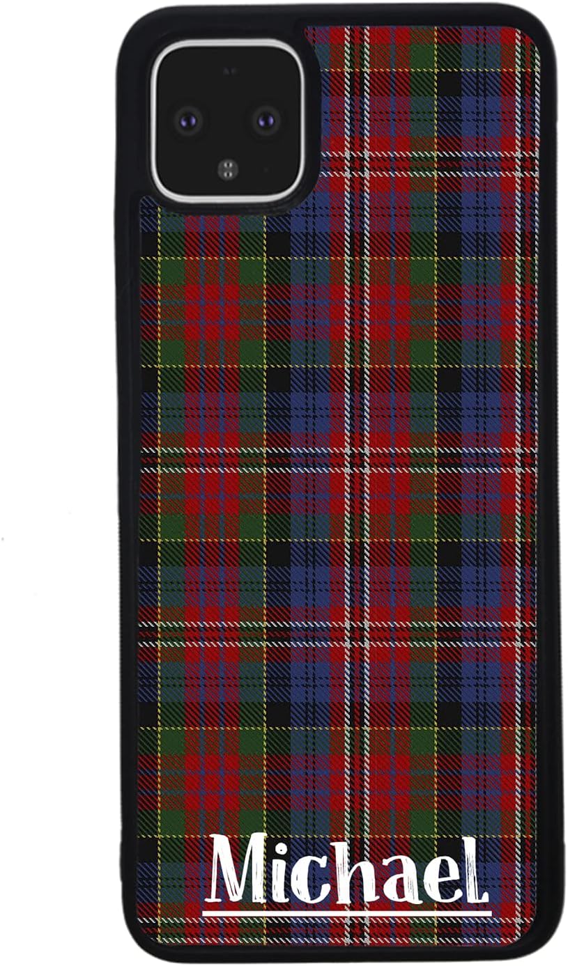 Plaid Tartan Sweater Green Blue Red Personalized Black Rubber Phone Case Compatible With Google Pixel 10, 10 Pro, 10 Pro XL, 9a, 9 Pro, Pixel 9, Pixel 9 Pro XL, 8a, 8 Pro, 8, 7, 6, 6a, 6 Pro, 5, 4