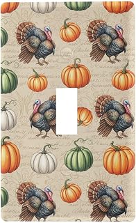 Fall Turkey Pumpkin Light Switch Cover Decorative Receptacle Outlet Wall Plate Guard Plastic Outlet Covers for Farmhouse Home Decor Livingroom (Toggle Switch)