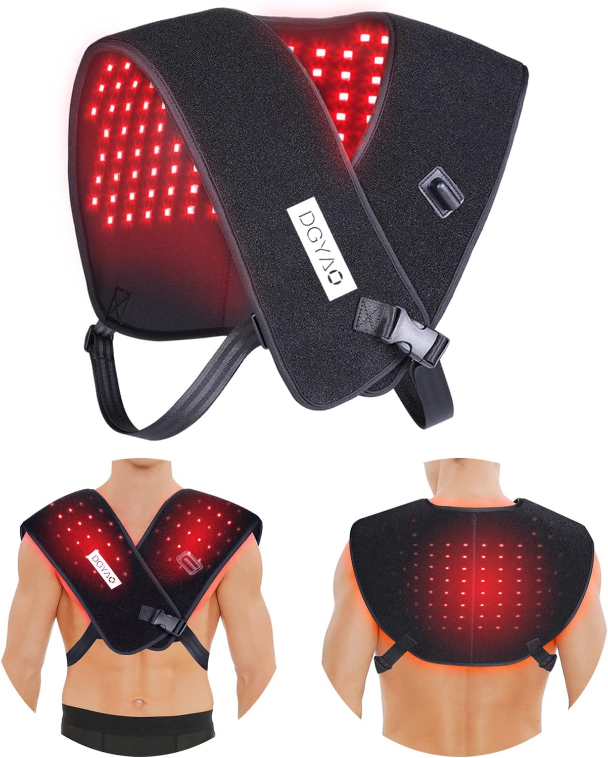 Red Light Therapy for Shoulder Pain Relief 850nm Near Infrared Therapy Wearable Wrap Devices for Upper Back Neck Body Joint Inflammation Eliminate and Muscle Relax Home Use Treatment Pad FDA Cleared