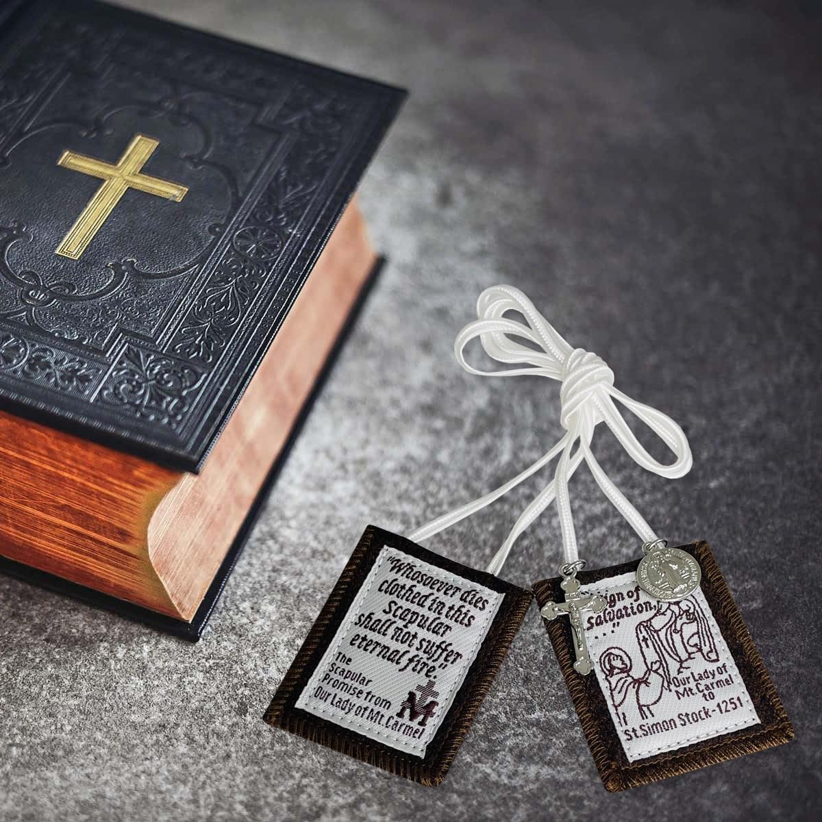 TALPGOD Scapulars Catholic, 3 Pack Bulk Brown Scapular Of Our Lady Of Mount Carmel,Escapularios Catolicos Scapular Catholic Gift For Women Man With St Benedict Medal Pardon Crucifix Decoration - Image 5