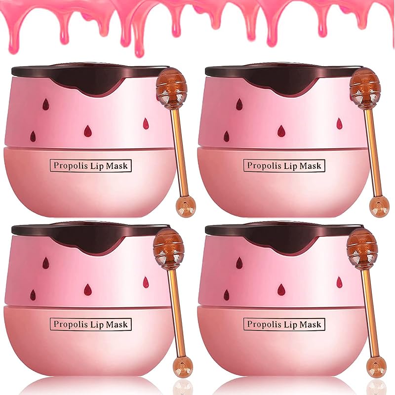 Bálsamo labial em pote Loobexery Bee Strawberry com própolis e tocoferóis, Pacote com 4