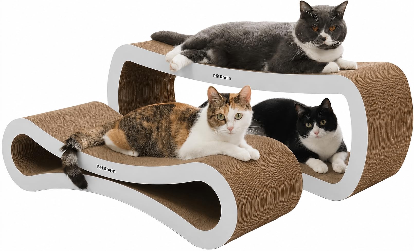 Ascent Paw Kratzbrett Katze XXL Set 86+75cm - Zwei-in-Eins Kratzpappe Wendbar Beidseitig, Hochverdichtete Wellpappe Groß, Kratzmöbel Katzenkratzbrett Weiß