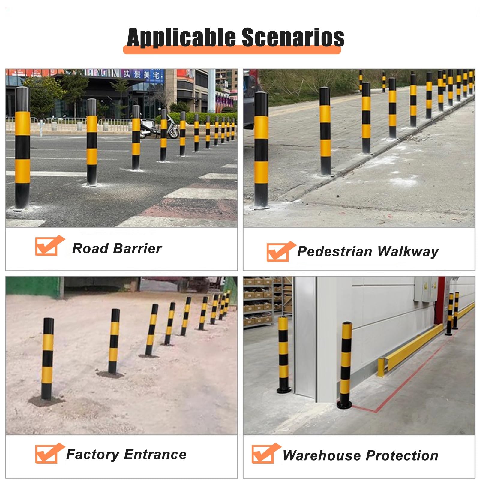 Paletto da parcheggio in acciaio resistente da 76,2 cm, rimovibile, con serratura e bulloni di ancoraggio, soluzione per controllo del traffico, 1 confezione (75 cm) per una maggiore sicurezza e