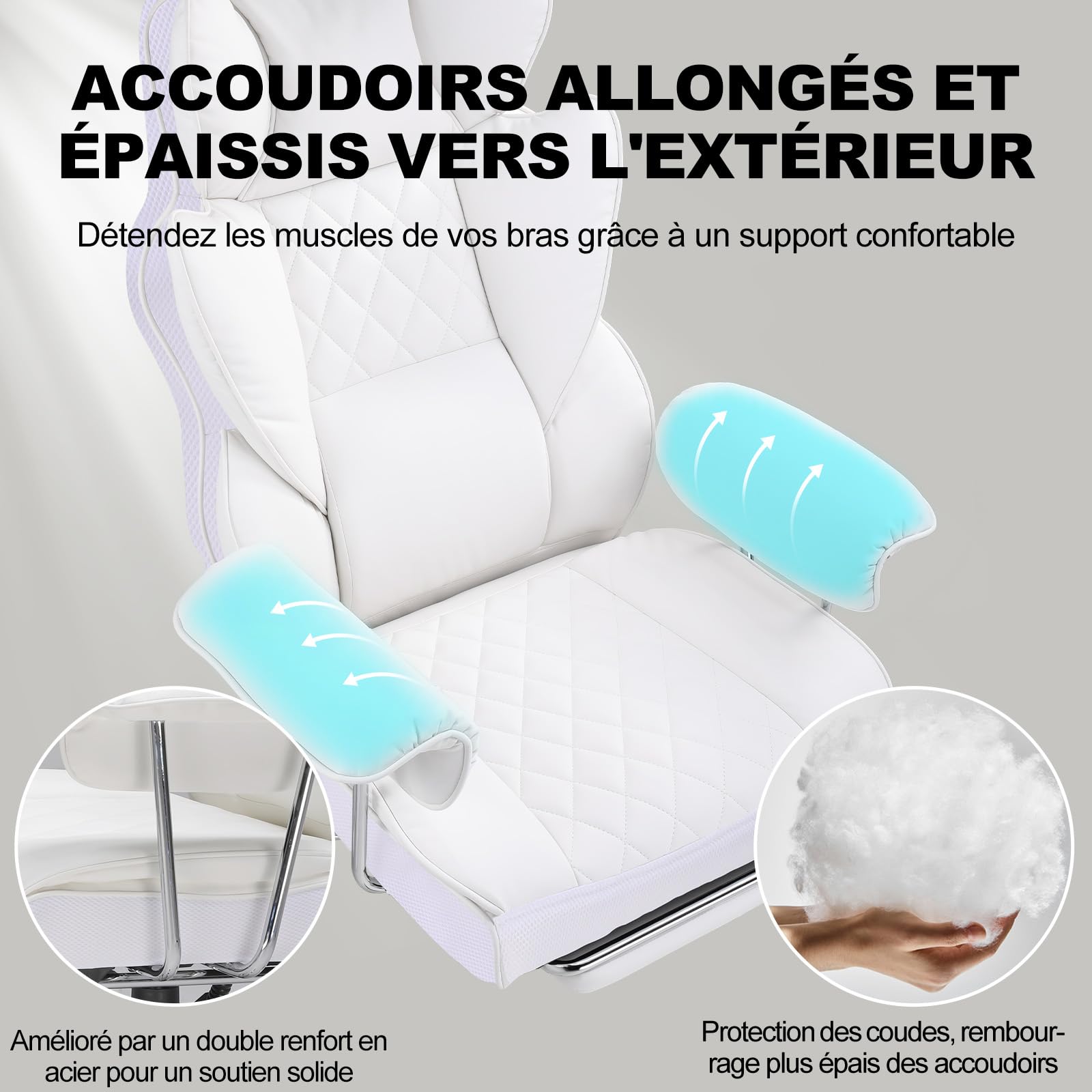 GTPLAYER Sedia Gaming Ergonomica Sedia da Gaming Reclinabile Sedia Ufficio con Poggiapiedi Sedia Gamer Schienale Regolabile per Lavoro e Gioco (Bianca)