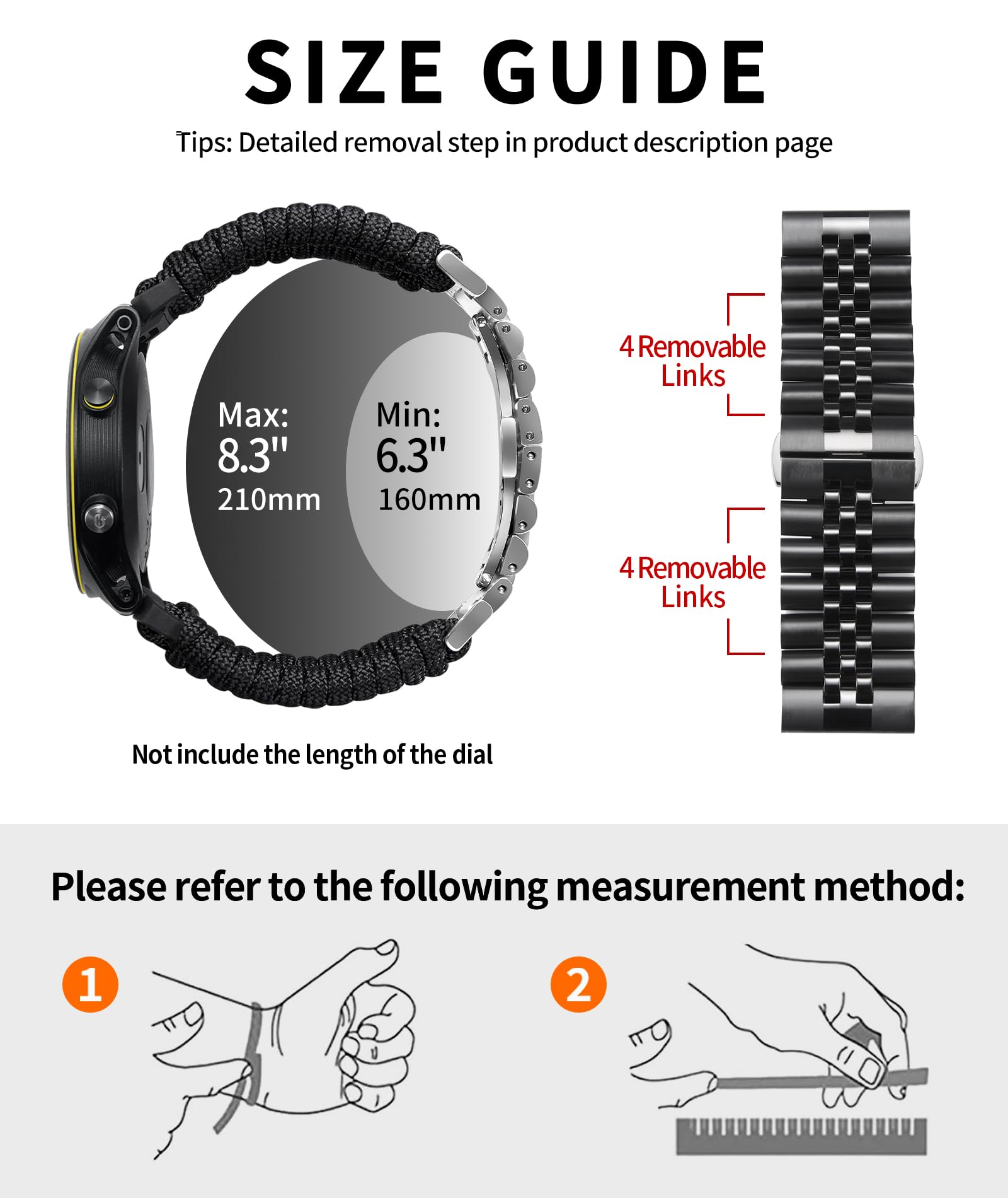 BINLUN Compatibile con Garmin Cinturino 22mm 26mm Paracord 550 Intrecciato Acciaio Cinturini per Orologio Compatibile con Quickfit Compatibile con Fenix ​​Compatibile con Forerunner
