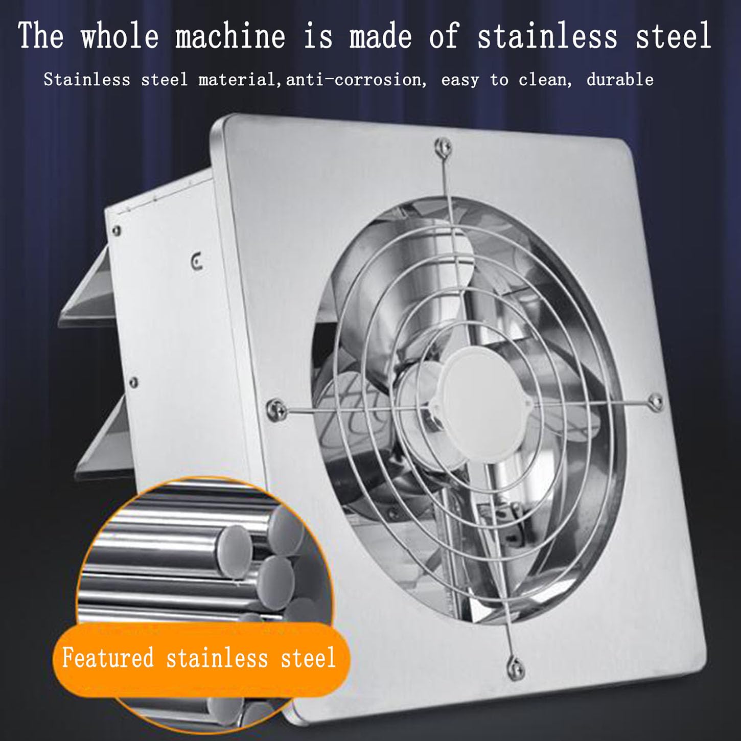 Ventola Aspirazione con Interruttore,Acciaio Inossidabile Estrattore Aria Silenzioso,Rete di Sicurezza Anteriore E Posteriore,1375 Giri/Min Aspiratore Bagno,per Cucina,Garage,10 Inches
