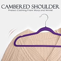 Vista 5 de HOUSE DAY Paquete de 60 perchas de terciopelo morado noble, perchas de terciopelo antideslizantes para ropa resistentes para abrigos, perchas
