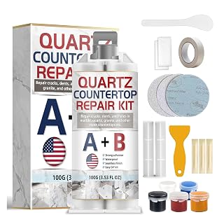 Quartz Countertop Repair Kit 100g, Strong Bond, Seamless Finish for Mable Fix, White Granite, Porcelain, Tile, Sink Crack, Chip Scratch, Hole - Amazon product rated Grade A